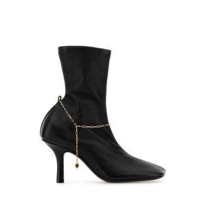 BURBERRY Leather Sock Boots with Chain Detail Women BLACK
